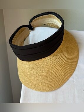 Vince Camuto Yellow Straw Visor with Black Headband